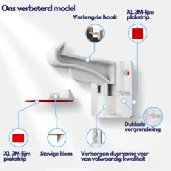 Nelbar- Kinderslot Kastjes- 12 Stuks- Ladebeveiliging- Kastbeveiliging- Kastslot- Onzichtbaar- Verbeterde Versie - Dubbele Vergrendeling -Pasgeborenen En Jonge Kinderen 1198x1200 52
