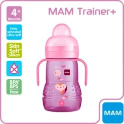 MAM Trainer+ | MAM Drinkbeker | MAM Drinkfles | Roze | 220ML -Pasgeborenen En Jonge Kinderen 1199x1200 18