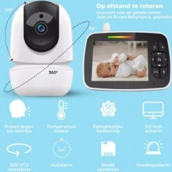 B-care Babyfoon Met Camera - 3.5 Inch Scherm - Zonder Wifi En App - Temperatuursensor - Nachtzicht - Terugspreekfunctie - 4 Slaapliedjes - Alarm -Pasgeborenen En Jonge Kinderen 1199x1200 85