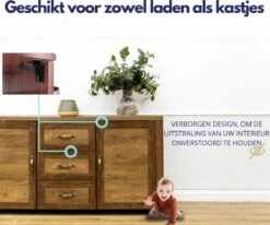 Nelbar- Kinderslot Kastjes - Zwart - 12 Stuks- Ladebeveiliging- Kastbeveiliging - Kastslot- Onzichtbaar- Verbeterde Versie - Dubbele Vergrendeling -Pasgeborenen En Jonge Kinderen 1200x1000 7