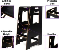 Minera® - Zwart Black Learning Tower - Keukentoren - Leertoren Montessori - Opstapje - Antislip Opstapje - Kindertrap - Leertoren Peuters - Leer Toren - Learning Tower -Pasgeborenen En Jonge Kinderen 1200x1013 4