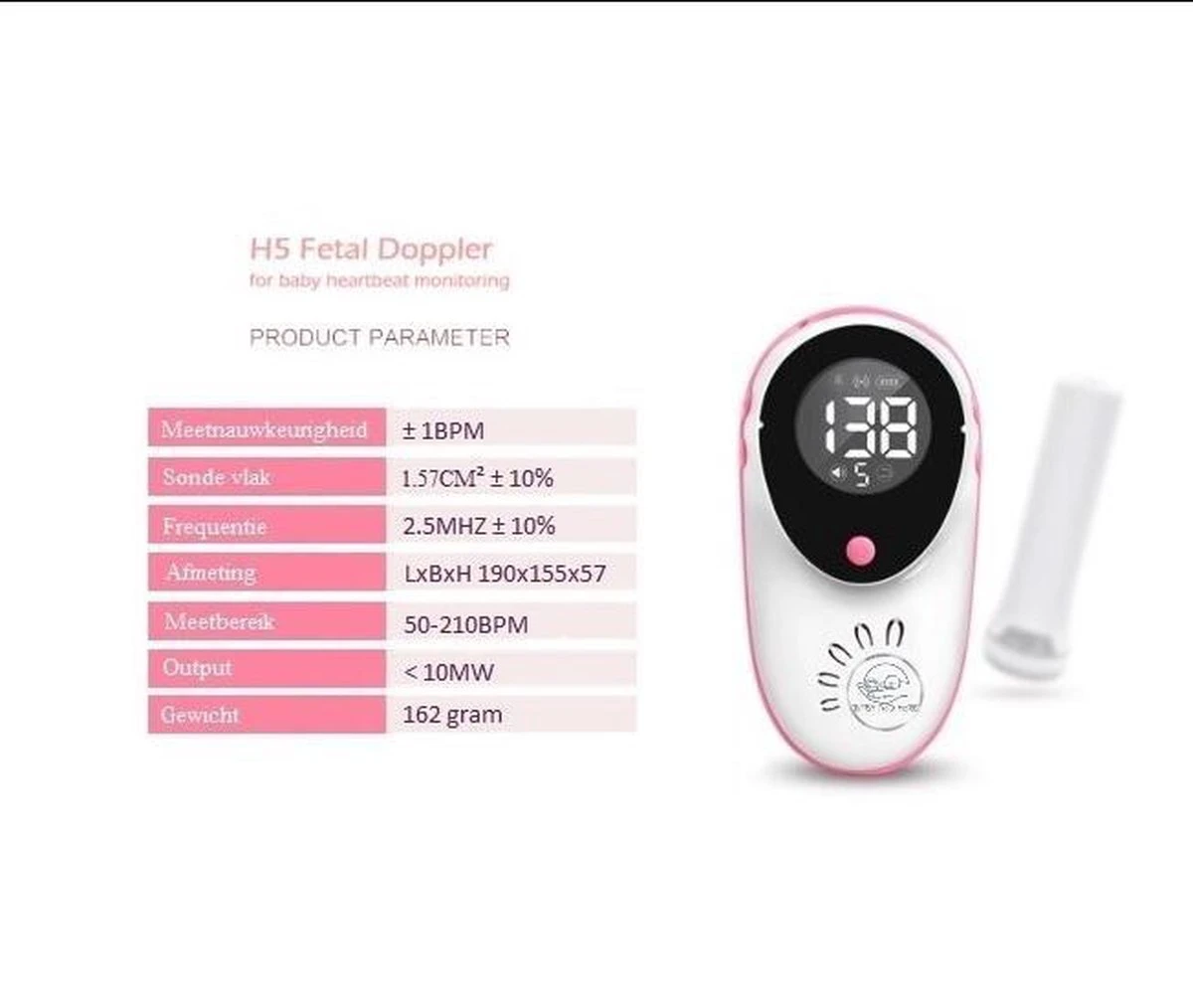 Merkloos Doppler - Baby Hartmonitor - Duurzaam - Inclusief Dopplergel - Met LCD Kleuren Scherm 3 Merkloos Doppler - Baby Hartmonitor - Duurzaam - Inclusief Dopplergel - Met LCD Kleuren Scherm - Afbeelding 3
