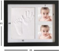 Baby Fotolijst Van Hout – Nederlandse Klei Met 2 Klei Afdrukken – Hand En Voet Afdruk – Gips Buik – Zwart Fotolijstje – Kraamcadeau En Babyshower -Pasgeborenen En Jonge Kinderen 1200x1024 2