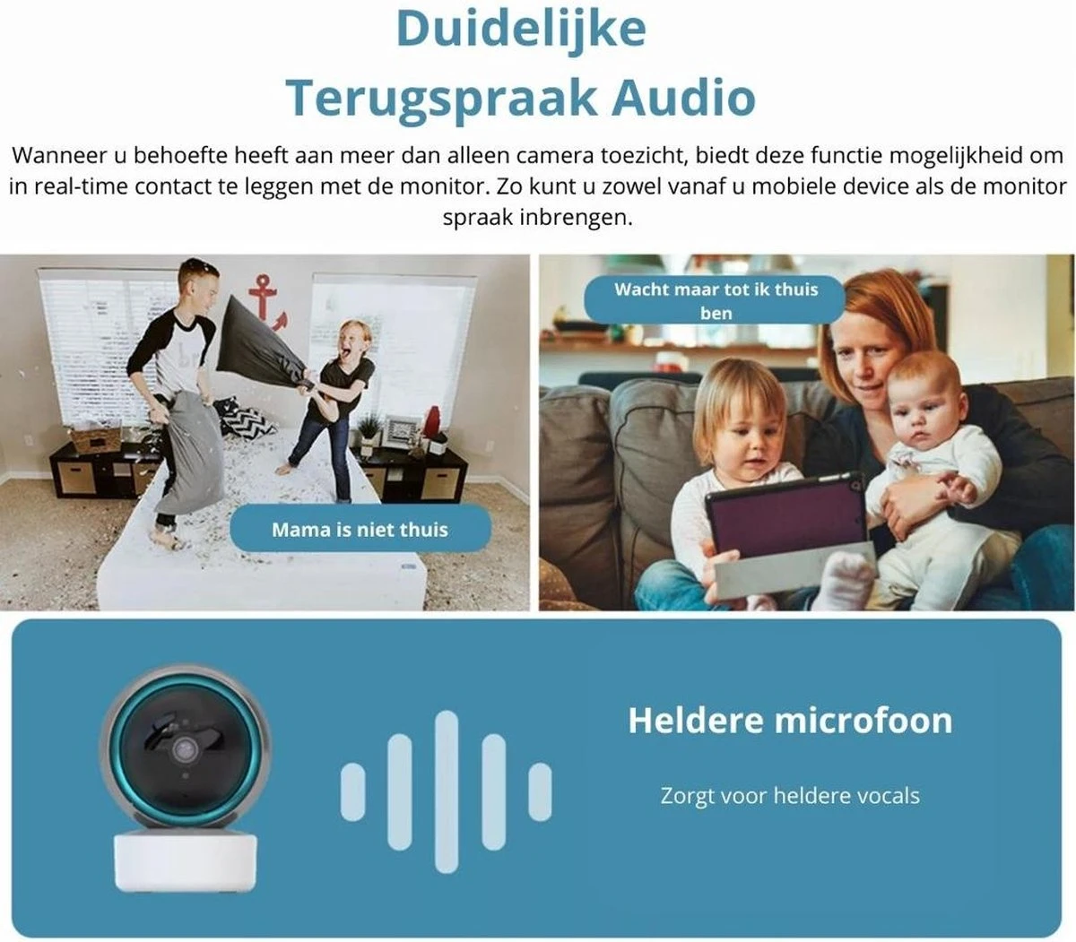 NIEUW - Full HD WiFi Babyfoon Met Camera én App - BabyPhone Met Camera - 1296P - Geluid En Bewegingsdetectie - Automatisch Volgen - Nachtvisie - Spraakfunctie 8 NIEUW - Full HD WiFi Babyfoon Met Camera én App - BabyPhone Met Camera - 1296P - Geluid En Bewegingsdetectie - Automatisch Volgen - Nachtvisie - Spraakfunctie - Afbeelding 8