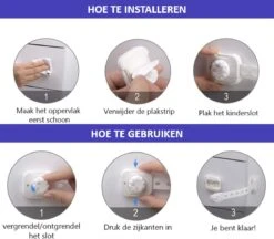 T&D - Kinderslot Kastjes - Zelfklevend Kinderslot - Dubbel Op Slot - Kinderslot Op Maat - Baby Veiligheid - 6 Stuks - Wit -Pasgeborenen En Jonge Kinderen 1200x1051 13