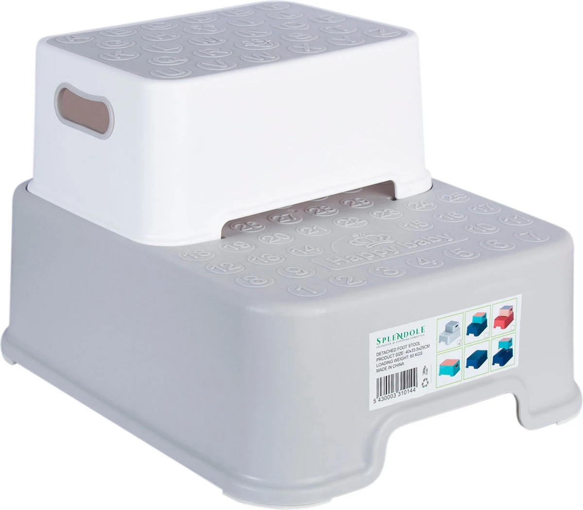 Splendole Opstapje - Badkameropstapje Kinderen - Wc Krukje 27 Cm Grijs 1 Splendole Opstapje - Badkameropstapje Kinderen - Wc Krukje 27 Cm Grijs