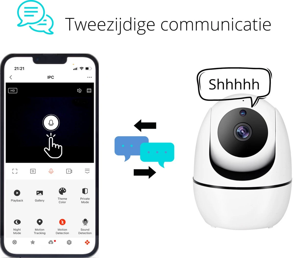 BroadAppliance Babyfoon Met Camera En App - GRATIS 32GB SD KAART Voor Playback Functie - Automatisch Volgen Functie - Bewegings- En Geluidsdetectie - Nachtvisie - Wifi 2,4 GHz - Notificaties - Multifunctioneel - Full HD 5 BroadAppliance Babyfoon Met Camera En App - GRATIS 32GB SD KAART Voor Playback Functie - Automatisch Volgen Functie - Bewegings- En Geluidsdetectie - Nachtvisie - Wifi 2,4 GHz - Notificaties - Multifunctioneel - Full HD - Afbeelding 5