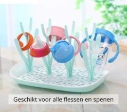 Flessen Droogrek Inclusief Borstelset - Afdruiprek Babyflessen Met Flessenborstels - Flessendroogrek Met Lekbak - Mint -Pasgeborenen En Jonge Kinderen 1200x1058 2