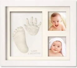 Baby Hand En Voetafdruk Kit - Hand- En Voetafdruk Fotolijst Set - Met Indruk Letters En Kwast En Verf - Baby Klei Afdruk - Babyshower Cadeaus - Kraamcadeau - Baby Gipsafdruk - 3D Baby Fotolijst - Unisex -Wit -Pasgeborenen En Jonge Kinderen 1200x1064 2