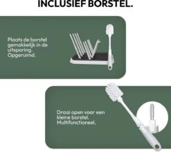 STACK Flessen Droogrek Met Flessenborstel | Zwart - Geschikt Voor Flessen En Doppen - Droogrek Voor Flessen - Baby Flessenrek - Afdruiprek Baby - Drying Rack - Babyfles Droogrek - Afdruiprek Fles Met Lekbak - Afdruiprek - Babyflessen - Flessenrek -Pasgeborenen En Jonge Kinderen 1200x1065 1
