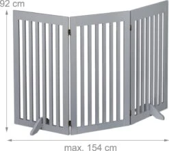 Relaxdays Veiligheidshekje Hout - 92 Cm Hoog - Traphekje - Deurhek - Zonder Boren - Grijs - 3 Panelen