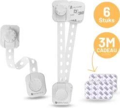 CoolFule® Kinderslot Kastjes - Kast- & Ladebeveiliging - 6 Stuks Incl. 6 Stuks 3M-Plakstickers Cadeau - Wit