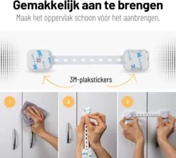 CoolFule® Kinderslot Kastjes - Kast- & Ladebeveiliging - 6 Stuks Incl. 6 Stuks 3M-Plakstickers Cadeau - Wit -Pasgeborenen En Jonge Kinderen 1200x1083 3