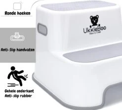 UkkieBoo Opstapje - Max 100kg - Wit - Antislip Krukje - 38x34x14/26 - Wc Krukje - Kinder Opstapjes - Wc Trainer - Wc Kinderhulp - Toilet Trainer - Huishoudtrap - Opstapje - Kruk - Opstapkrukje - Baby Opstapje - Veilig - Keuken Opstapje - Trapje -Pasgeborenen En Jonge Kinderen 1200x1085 1