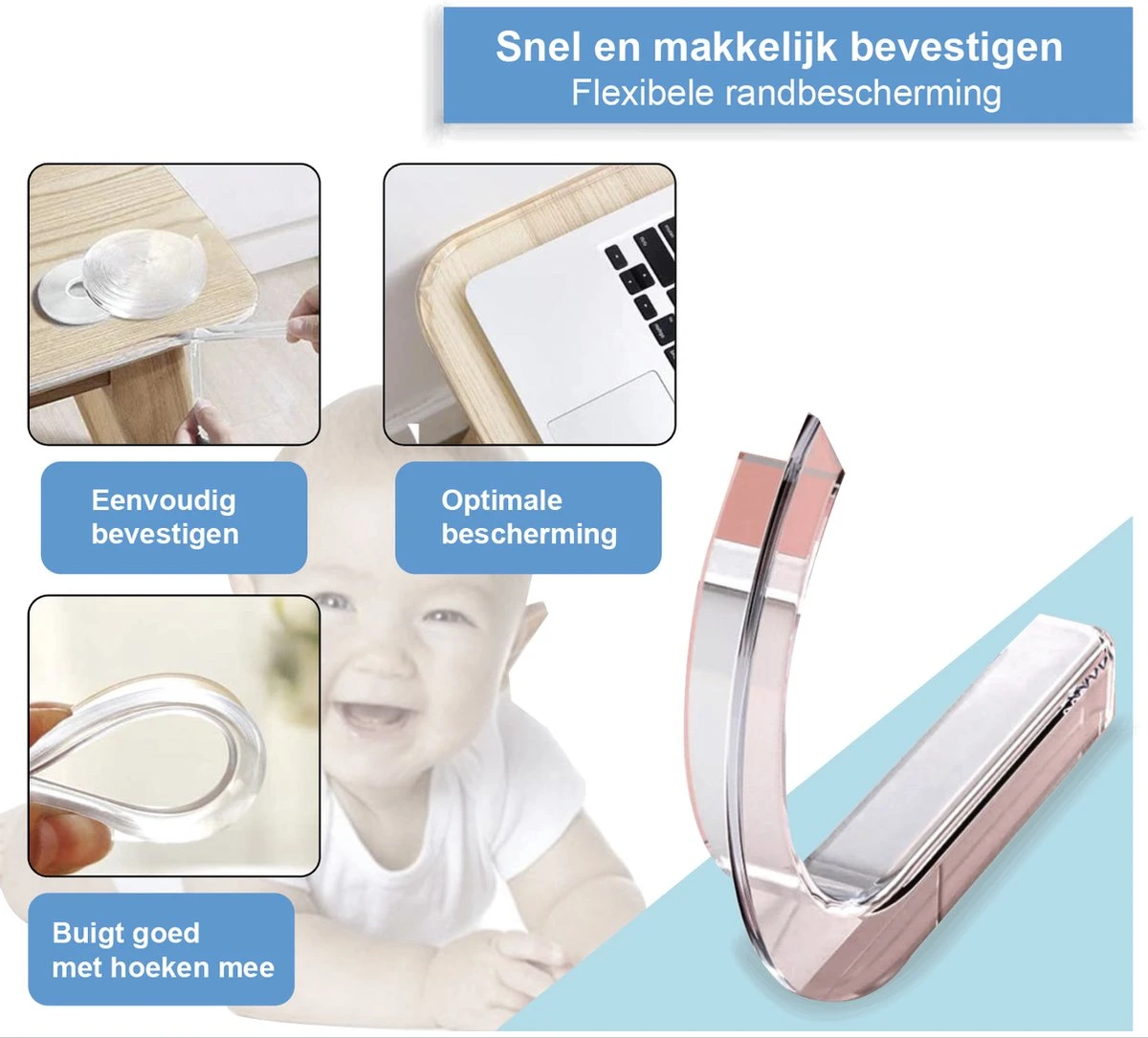 VoordeelShop Multifunctionele Hoekbeschermer Transparant - 6 Meter - Hoek/Rand Bescherming - Kinderbescherming - Kinder & Dieren Veiligheid 8 VoordeelShop Multifunctionele Hoekbeschermer Transparant - 6 Meter - Hoek/Rand Bescherming - Kinderbescherming - Kinder & Dieren Veiligheid - Afbeelding 8