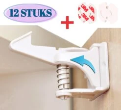 YEMpro - Kinderslot Kastjes - Kast En Lade Beveiliging - 12 Stuks - Veiligheid Voor Baby Kinderen- Zelfklevend - Onzichtbaar - Veiligheidshaakjes - Kastsloten - Ladeslot - 4 Stuks 3M Stopcontactbeveiliging