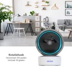 KROMS Babyfoon Met Camera En App - Huisdiercamera - Bewegingsdetectie - Automatisch Volgen - 1080P HD - Beveiligingscamera - Spraakfunctie - Babyfoon Met Camera - Hondencamera -Pasgeborenen En Jonge Kinderen 1200x1090 9