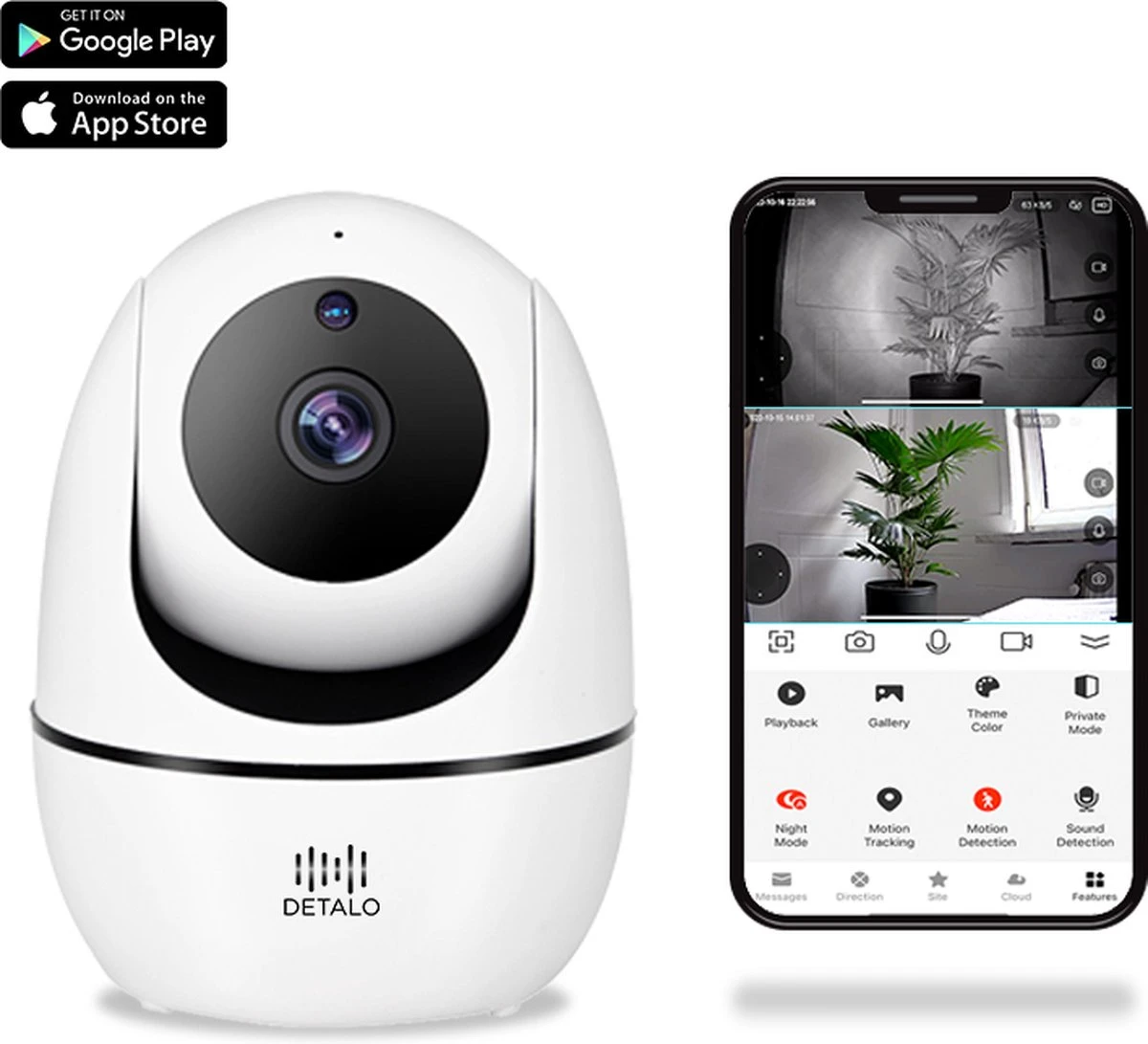 DETALO Babyfoon - Babyfoon Met Camera En App - Verstelbare Camera - Geluid En Bewegingsdetectie - Spraakfunctie 1 DETALO Babyfoon - Babyfoon Met Camera En App - Verstelbare Camera - Geluid En Bewegingsdetectie - Spraakfunctie