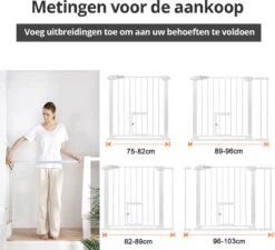 Merkloos Traphekje Met Kattenluik Hondenluik- 75-103cm Traphekje Zonder Boren - Dubbele Slotstructuur Hondenhek - Zwart -Pasgeborenen En Jonge Kinderen 1200x1091 7