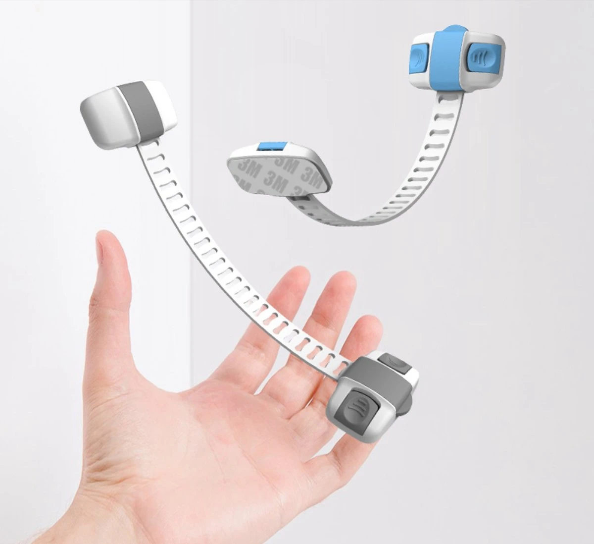 |Twinza®|Zelfklevende Knijpslot - Verstelbaar - Veiligheidsslot - Kast- & Ladebeveiliging - Wit - 20 Cm 2 Stuks 3 |Twinza®|Zelfklevende Knijpslot - Verstelbaar - Veiligheidsslot - Kast- & Ladebeveiliging - Wit - 20 Cm 2 Stuks - Afbeelding 3