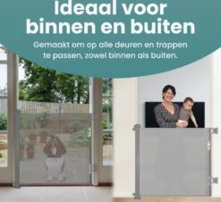 Luxe Oprolbaar Traphekje Grijs - Kinderhekje Voor Baby - Hondenhek - Veiligheidshek - Huisdieren - Oprolbaar Deurhekje - 86x150 Cm -Pasgeborenen En Jonge Kinderen 1200x1100 8