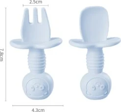 JU&MP Kinderbestek - Baby - 2 Baby Lepeltjes En Vorkjes - Baby Bestek - BPA-Vrij - Lichtblauw Beige -Pasgeborenen En Jonge Kinderen 1200x1106 6