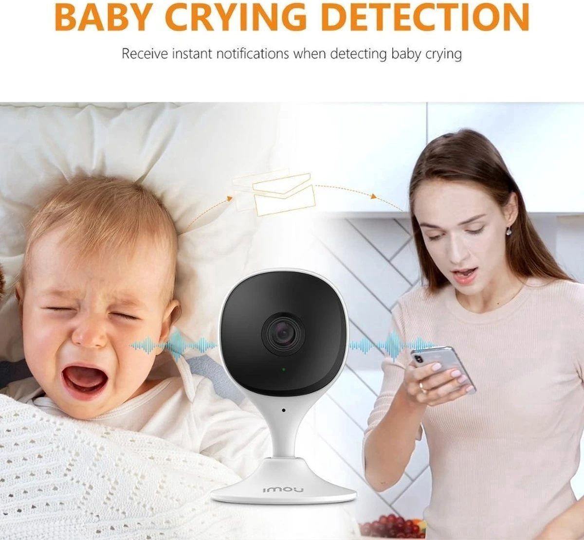 Babyfoon Met Camera - Met App - Geluid En Bewegingsdetectie - 32 Gb SD Card - Nachtvisie - Full HD - Wifi - Wit 6 Babyfoon Met Camera - Met App - Geluid En Bewegingsdetectie - 32 Gb SD Card - Nachtvisie - Full HD - Wifi - Wit - Afbeelding 6