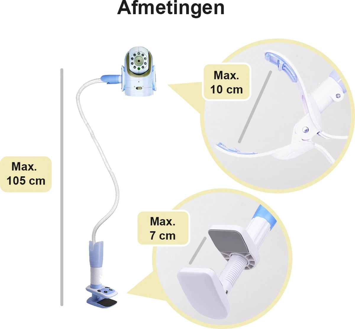 Lynnz® Babyfoon Houder Universeel - Inclusief Slabbetje - Houder Babyfoon Met Camera - Baby Foon - Standaard - Babyfoonhouder - Camera Statief - Verstelbaar 2 Lynnz® Babyfoon Houder Universeel - Inclusief Slabbetje - Houder Babyfoon Met Camera - Baby Foon - Standaard - Babyfoonhouder - Camera Statief - Verstelbaar - Afbeelding 2