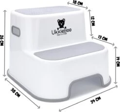 UkkieBoo Opstapje - Max 100kg - Wit - Antislip Krukje - 38x34x14/26 - Wc Krukje - Kinder Opstapjes - Wc Trainer - Wc Kinderhulp - Toilet Trainer - Huishoudtrap - Opstapje - Kruk - Opstapkrukje - Baby Opstapje - Veilig - Keuken Opstapje - Trapje -Pasgeborenen En Jonge Kinderen 1200x1118 5