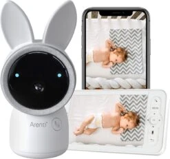 Arenti AINanny - Baby Monitor - Babyfoon Met 5 Inch Scherm - Ultra HD 2K Resolutie - Slaapliedjes - Temperatuur- En Vochtigheidssensor - Alexa & Google