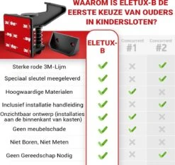 Cucubi Kast- & Ladebeveiliging- Kinderslot Kastjes- Veiligheid Kinderen- Inclusief Handvat- Sterke 3M-lijm - 12 Stuks - Zwart -Pasgeborenen En Jonge Kinderen 1200x1126 6
