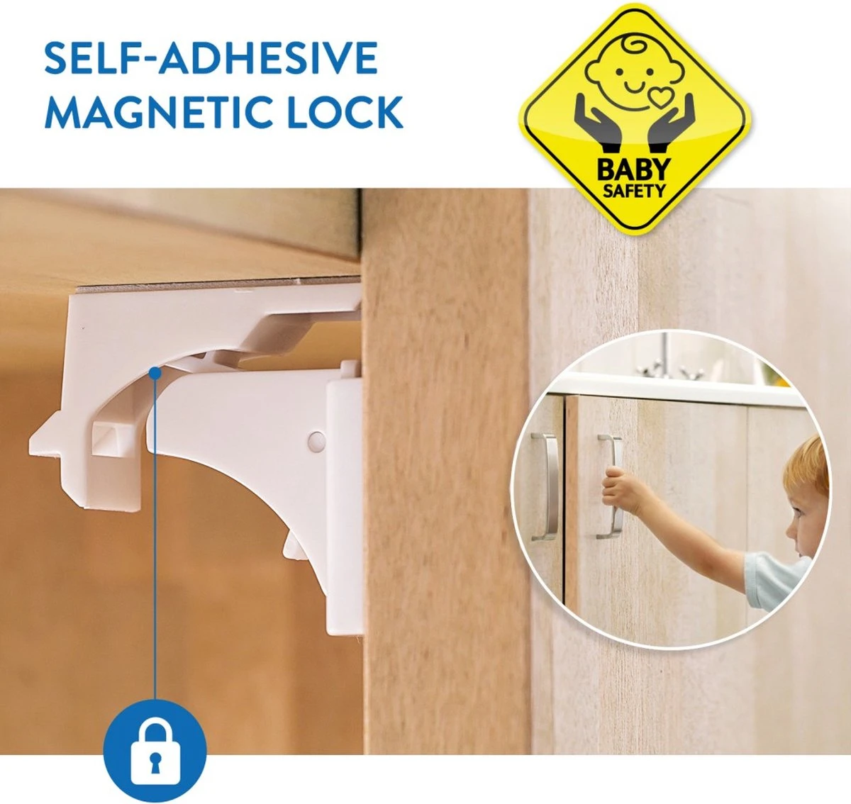 Kinderslot Magnetisch - Magneetslot Baby Kinderbeveiliging Voor Kasten Lades & Deuren - Kinderveiligheid - Magneet Kastbeveiliging Voor Kinderen - Ladeslot Veiligheidshaakjes - Kastsloten Zelfklevend - Set Van 4 Stuks Met Sleutel - 5KG Trekkracht 2 Kinderslot Magnetisch - Magneetslot Baby Kinderbeveiliging Voor Kasten Lades & Deuren - Kinderveiligheid - Magneet Kastbeveiliging Voor Kinderen - Ladeslot Veiligheidshaakjes - Kastsloten Zelfklevend - Set Van 4 Stuks Met Sleutel - 5KG Trekkracht - Afbeelding 2