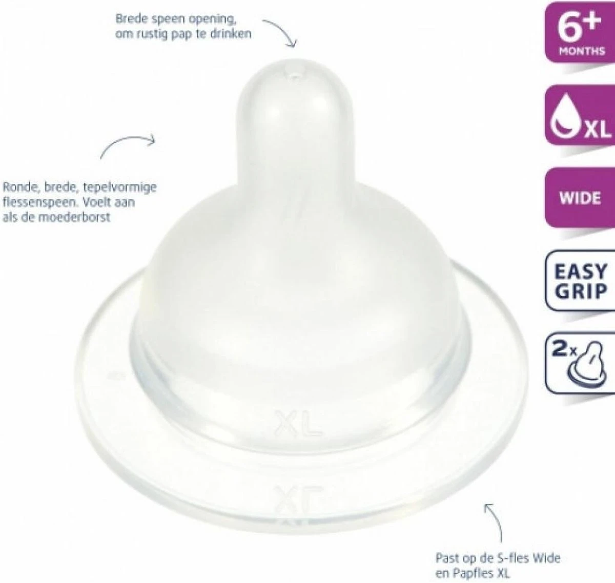 Difrax Flessenspeen Papspeen Wide/Breed - Maat XL - 2 Stuks 2 Difrax Flessenspeen Papspeen Wide/Breed - Maat XL - 2 Stuks - Afbeelding 2
