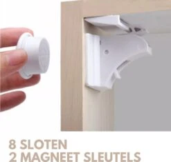 Merkloos Kinderslot Kastjes – Magnetisch – 8 Stuks – Incl. 2 Magneet Sleutels – Met 3M Tape – Geen Schroeven Nodig - Veiligheid Kinderen – Kast En Lade Beveiliging Kinderen