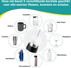 Flessenborstel - Flessenrager - Schoonmaakborstel - Flessenreiniger - 5 Stuks - Kras- En BPA Vrij - Geschikt Voor Alle Oppervlakken -Pasgeborenen En Jonge Kinderen 1200x1141