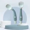 Merkloos Baby Bestek Siliconen - Vork En Lepel - Buigzaam Oefenbestek - Babyservies - Blauw