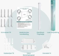 Luxe Oprolbaar Traphekje Wit - Kinderhekje Voor Baby - Hondenhek - Veiligheidshek - Huisdieren - Deurhekje - 86x150 Cm -Pasgeborenen En Jonge Kinderen 1200x1142 9