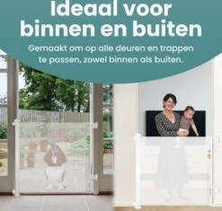 Luxe Oprolbaar Traphekje Wit - Kinderhekje Voor Baby - Hondenhek - Veiligheidshek - Huisdieren - Deurhekje - 86x150 Cm -Pasgeborenen En Jonge Kinderen 1200x1144 7