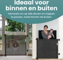 Luxe Oprolbaar Traphekje - Kinderhekje Voor Baby - Hondenhek - Veiligheidshek - Huisdieren - Deurhekje - Zwart - 86x150 Cm -Pasgeborenen En Jonge Kinderen 1200x1144 9