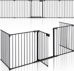 Topstar. KIDUKU® Veiligheidshek Metaal 305 Cm | Voor Huisdieren & Kinderen | Kachelhek, Veiligheidsrooster Voor Oven Vouwbaar | Configuratierooster Incl. 5 Elementen, Deur