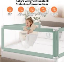 Merkloos Bedhekje - Bedhek - Bedrand - Bedrail - Bedrek - 200x95cm - Groen -Pasgeborenen En Jonge Kinderen 1200x1149 3