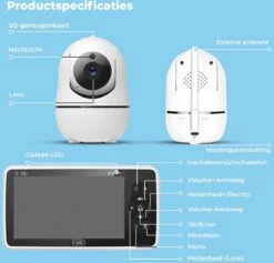 B-care Babyfoon Met 2 Camera's - 5.0 Inch Scherm - Nederlands Display - Zonder Wifi En App - Temperatuursensor - Nachtzicht - Terugspreekfunctie - 8 Slaapliedjes - Voor 2 Kinderen -Pasgeborenen En Jonge Kinderen 1200x1151 4