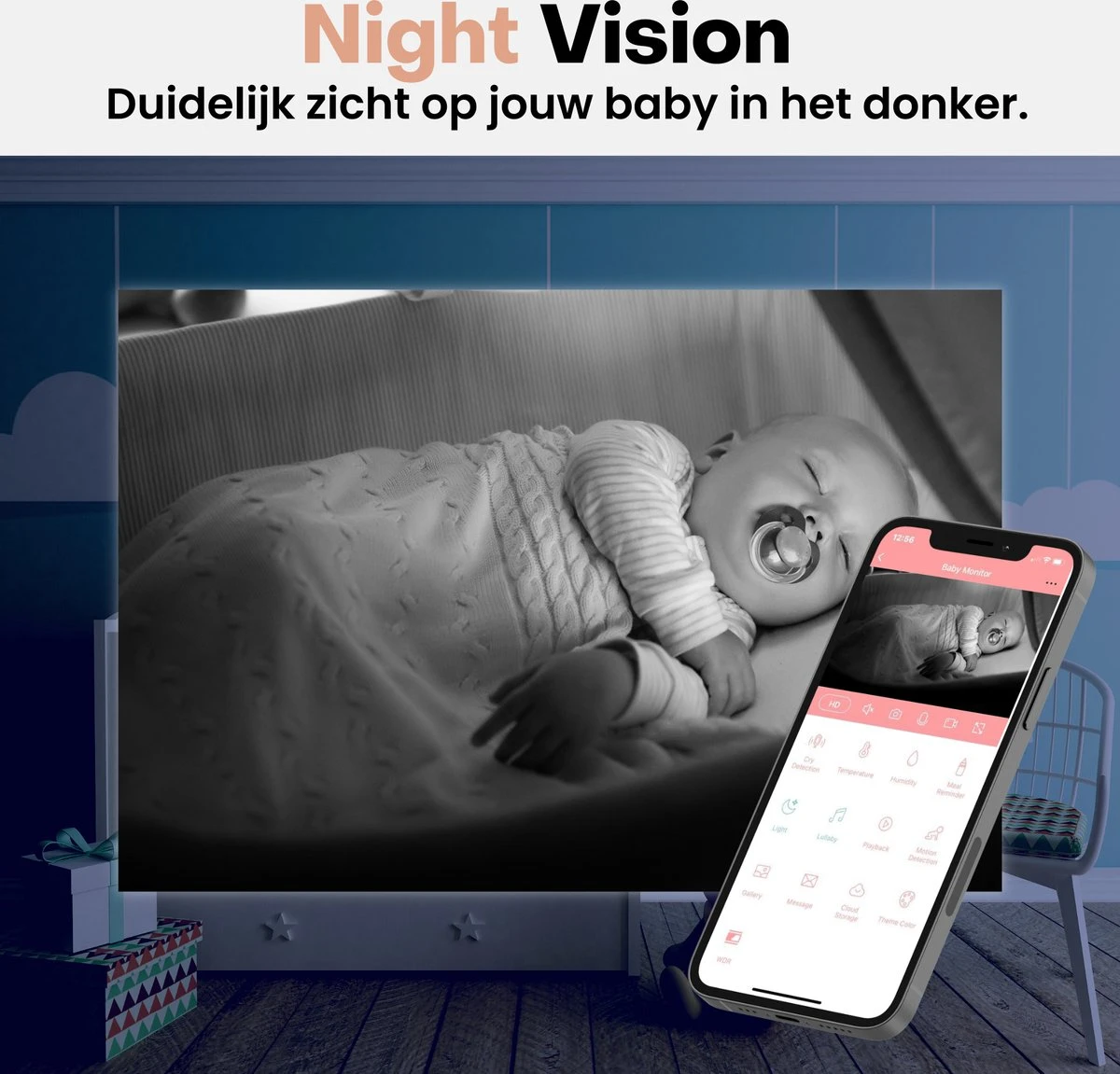 Maevio® Babyfoon Met Camera En App - 4MP - Nachtlampje - Babyfoon - Flexibele Houder - Camera Beveiliging - Babycamera - Babyfoon Met Camera - Babyfoon Met Camera Bestverkocht 5 Maevio® Babyfoon Met Camera En App - 4MP - Nachtlampje - Babyfoon - Flexibele Houder - Camera Beveiliging - Babycamera - Babyfoon Met Camera - Babyfoon Met Camera Bestverkocht - Afbeelding 5