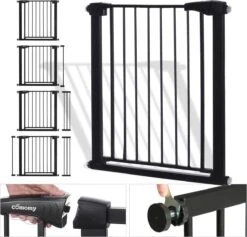 Merkloos Traphekje - Traphek Zonder Boren- 75-103cm Veiligheidshek - Veiligheidshekje - Voor Baby’s, Kinderen, Peuters & Huisdieren - Zwart -Pasgeborenen En Jonge Kinderen 1200x1153 6