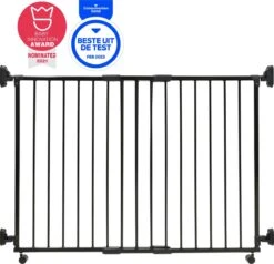 TRAPHEKJE OP WIELTJES H:80cm Br: 84 Tot130cm Git Zwart "een Inschuifbaar Traphekje Dat Rolt Op Wieltjes"