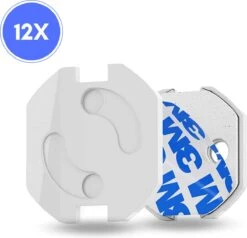 Merkloos Stopcontactbeveiliging 12 Stuks - Stopcontact Beveiliging - Zelfklevend - Beschermer - Afdekplaat - Kinderbeveiliging