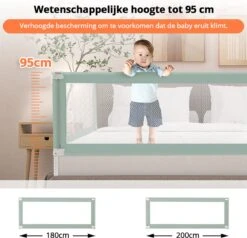 Merkloos Bedhekje - Bedhek - Bedrand - Bedrail - Bedrek - 200x95cm - Groen -Pasgeborenen En Jonge Kinderen 1200x1155 27