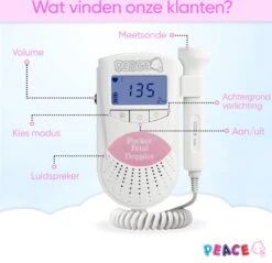 PEACE Doppler Met Ultrasound 250mL – Baby Hartje Monitor – Hartslag Meter - Roze - Incl. Batterijen En Oortjes – Kraamcadeau Meisje -Pasgeborenen En Jonge Kinderen 1200x1159 9