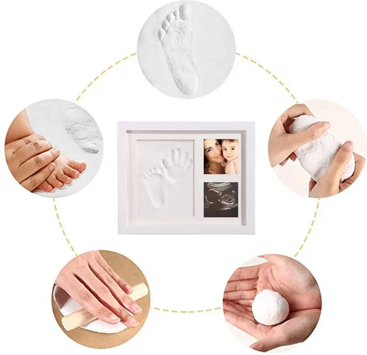 PIPIP Baby Fotolijst - Klei Afdruk Baby Voet En Hand - Kraamcadeau Jongen Of Meisje - Babyshower - Kraampakket/Geboorte Cadeau - Baby Art 2 PIPIP Baby Fotolijst - Klei Afdruk Baby Voet En Hand - Kraamcadeau Jongen Of Meisje - Babyshower - Kraampakket/Geboorte Cadeau - Baby Art - Afbeelding 2