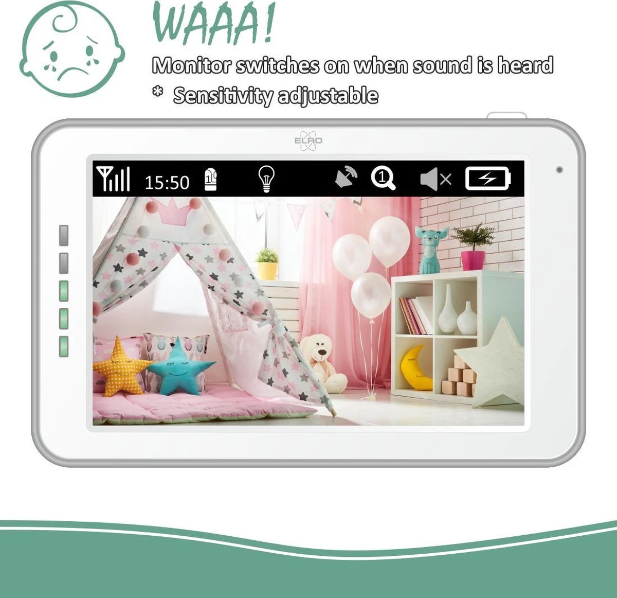 ELRO BC3000-2 Babyfoon Royale - Met 12,7 Cm Touchscreen Monitor HD- & App - Met Extra Camera - Voor 2 Kinderen 4 ELRO BC3000-2 Babyfoon Royale - Met 12,7 Cm Touchscreen Monitor HD- & App - Met Extra Camera - Voor 2 Kinderen - Afbeelding 4